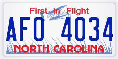 NC license plate AFO4034