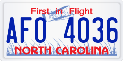 NC license plate AFO4036