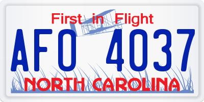 NC license plate AFO4037