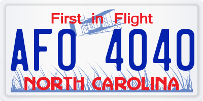 NC license plate AFO4040