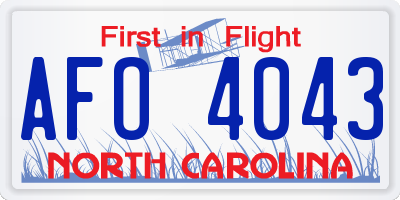 NC license plate AFO4043
