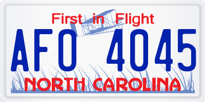 NC license plate AFO4045