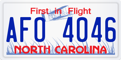 NC license plate AFO4046