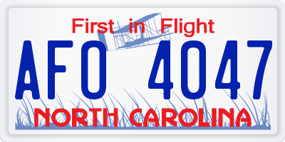 NC license plate AFO4047