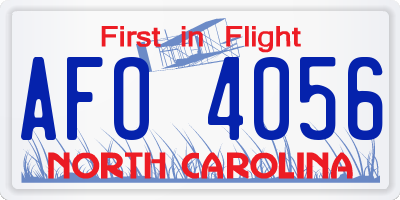 NC license plate AFO4056
