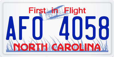 NC license plate AFO4058