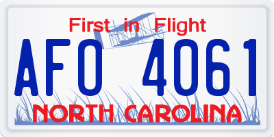 NC license plate AFO4061