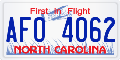 NC license plate AFO4062