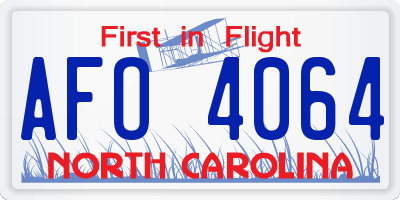 NC license plate AFO4064
