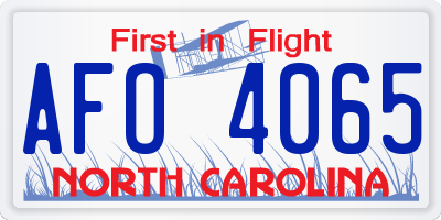 NC license plate AFO4065