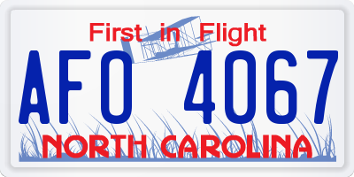 NC license plate AFO4067