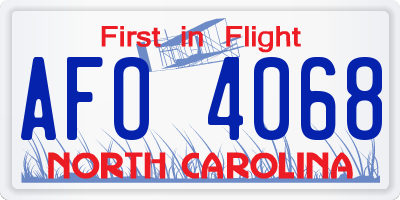 NC license plate AFO4068