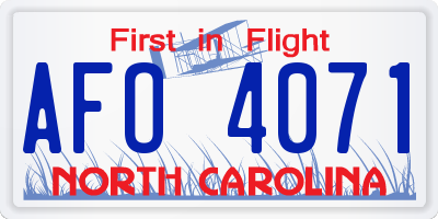 NC license plate AFO4071