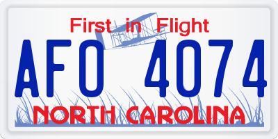 NC license plate AFO4074