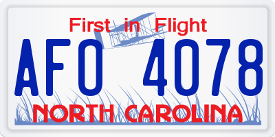 NC license plate AFO4078
