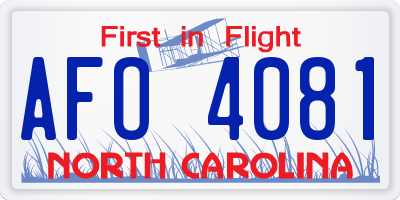 NC license plate AFO4081
