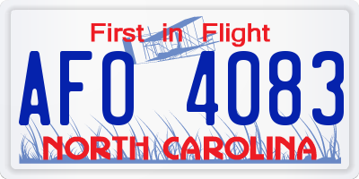 NC license plate AFO4083