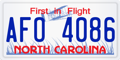 NC license plate AFO4086