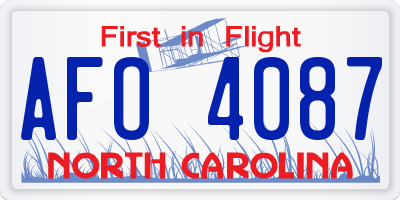 NC license plate AFO4087