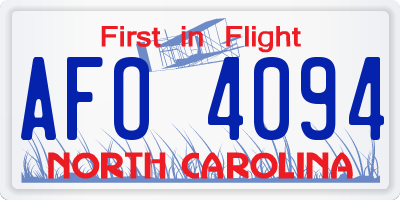 NC license plate AFO4094