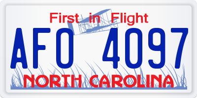 NC license plate AFO4097