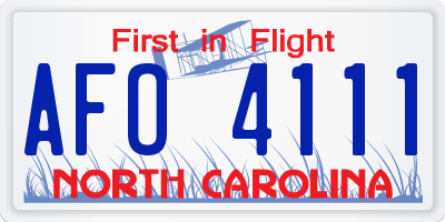 NC license plate AFO4111