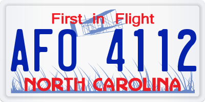 NC license plate AFO4112