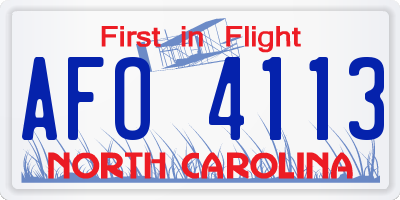NC license plate AFO4113