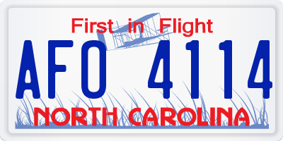 NC license plate AFO4114