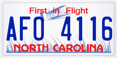 NC license plate AFO4116