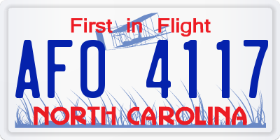 NC license plate AFO4117
