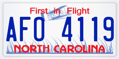 NC license plate AFO4119