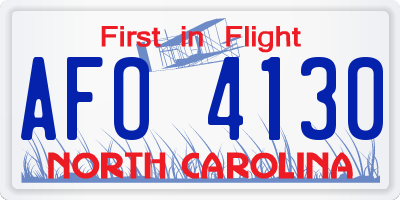 NC license plate AFO4130