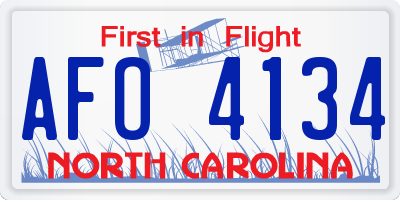 NC license plate AFO4134