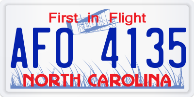 NC license plate AFO4135
