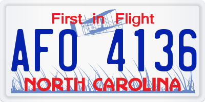 NC license plate AFO4136