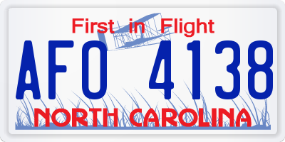 NC license plate AFO4138