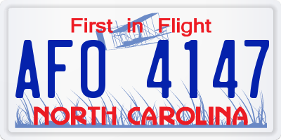 NC license plate AFO4147