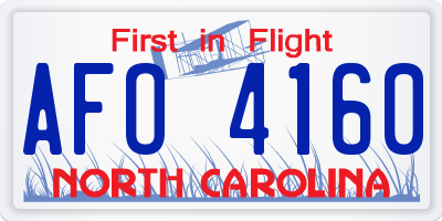 NC license plate AFO4160