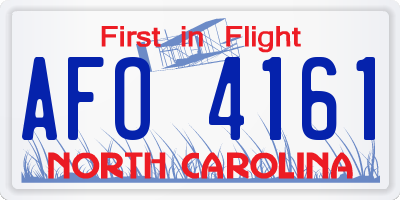 NC license plate AFO4161