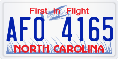 NC license plate AFO4165