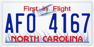 NC license plate AFO4167