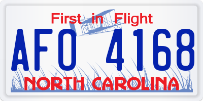 NC license plate AFO4168