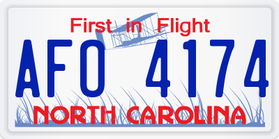 NC license plate AFO4174