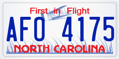 NC license plate AFO4175