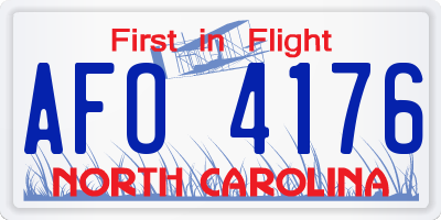NC license plate AFO4176