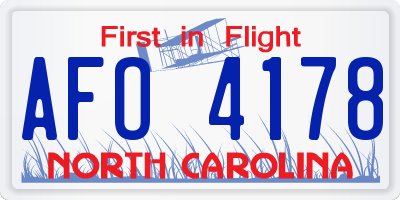 NC license plate AFO4178