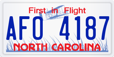 NC license plate AFO4187