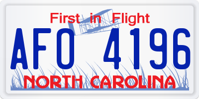 NC license plate AFO4196