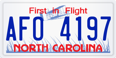 NC license plate AFO4197